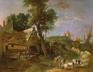 Paysage avec moulin à eau, 1740